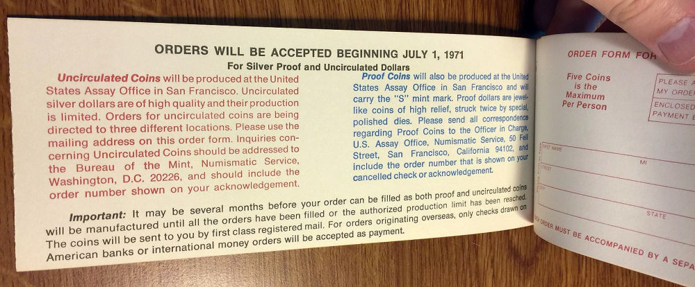 1971-Eisenhower-Silver-Dollar-US-Mint-Order-Form---Scans-And-Pictures